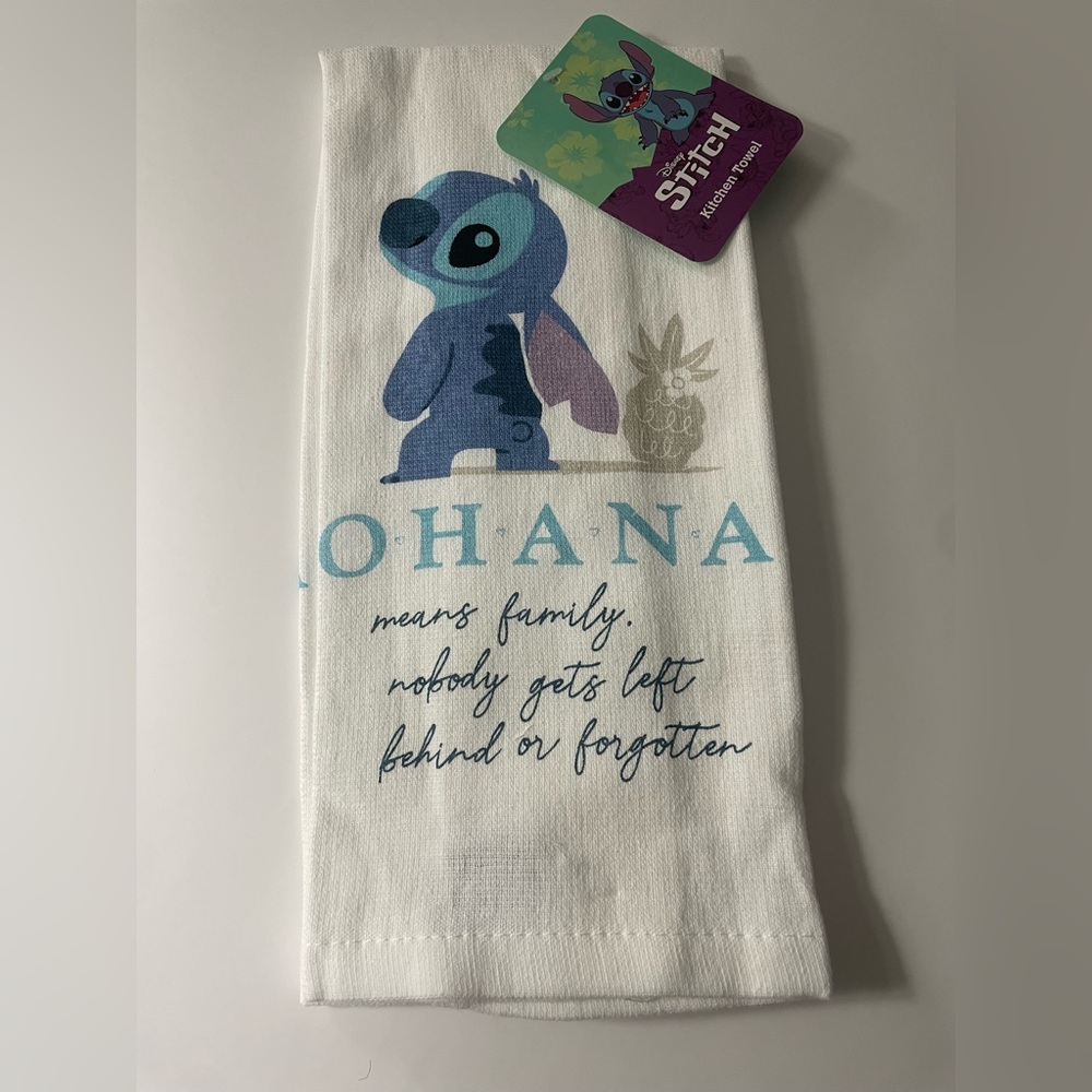 Disney Stitch Kitchen Towel  Ohana Means Family